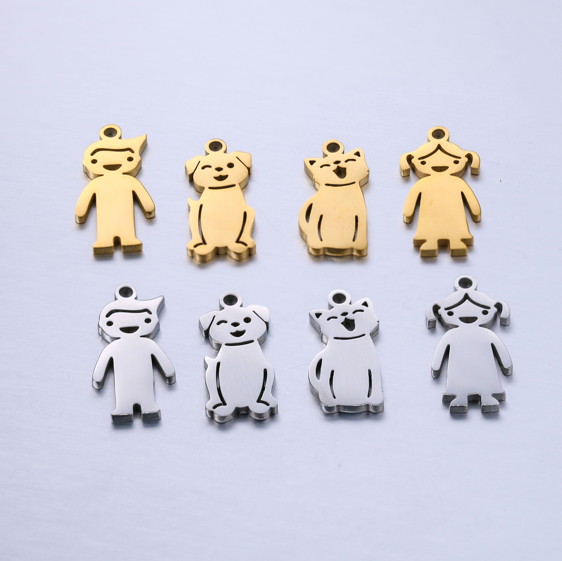 7g Weight Pendant Jewelry Making Type 10 * 20mm Jewelry Making Size DIY Jewelry Accessories Classification 5 PCS/Package Quantity 304 Stainless Steel Material Human, Animal Pattern All Seasons Season Plating Design Basic, Simple Style Style 5 PCS/Package 10 * 20mm 304 Stainless Steel Human Animal Pendant 5