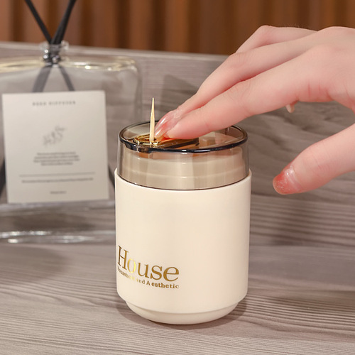 Simple press toothpick box large capacity creative home living room dining table toothpick jar portable automatic toothpick holder