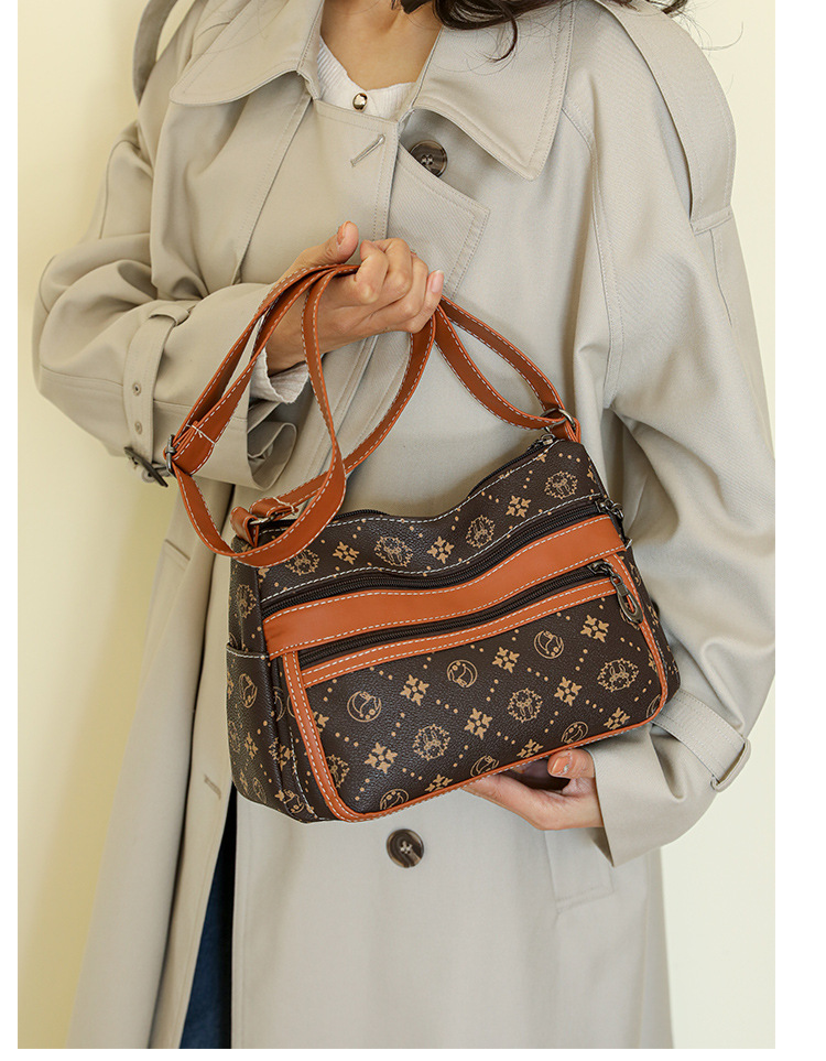 Wholesale Women's Pu Leather Printing Streetwear Square Zipper Shoulder