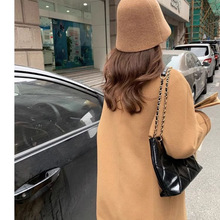 燕麦色双面呢大衣2025秋冬新款高级感小个子中长款韩系毛呢外套