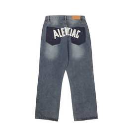 正确版本 潮牌B家24SS新款 胶带印花复古牛仔裤宽松百搭男女款INS