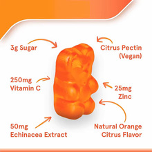 60粒3g香橙味orange维生素Cbear果胶小熊软糖vitamin瓶装gummies