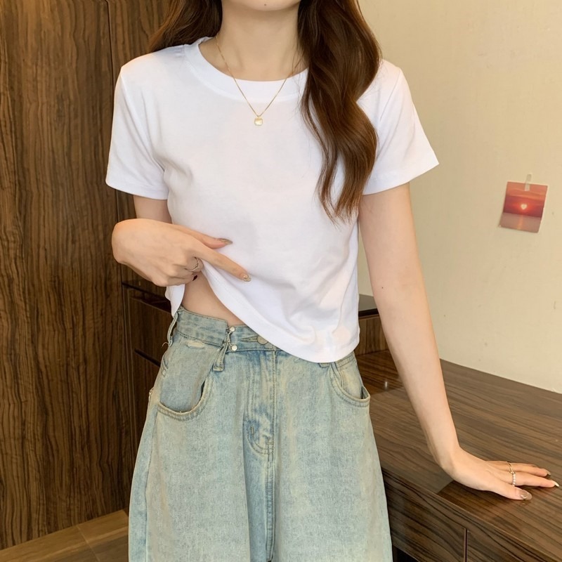 White, short, solid color