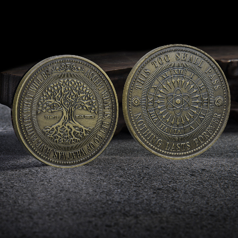 Foreign trade commemorative coins rich tree lion ancient copper coins metal three-dimensional relief commemorative medallion production, cross-border supply