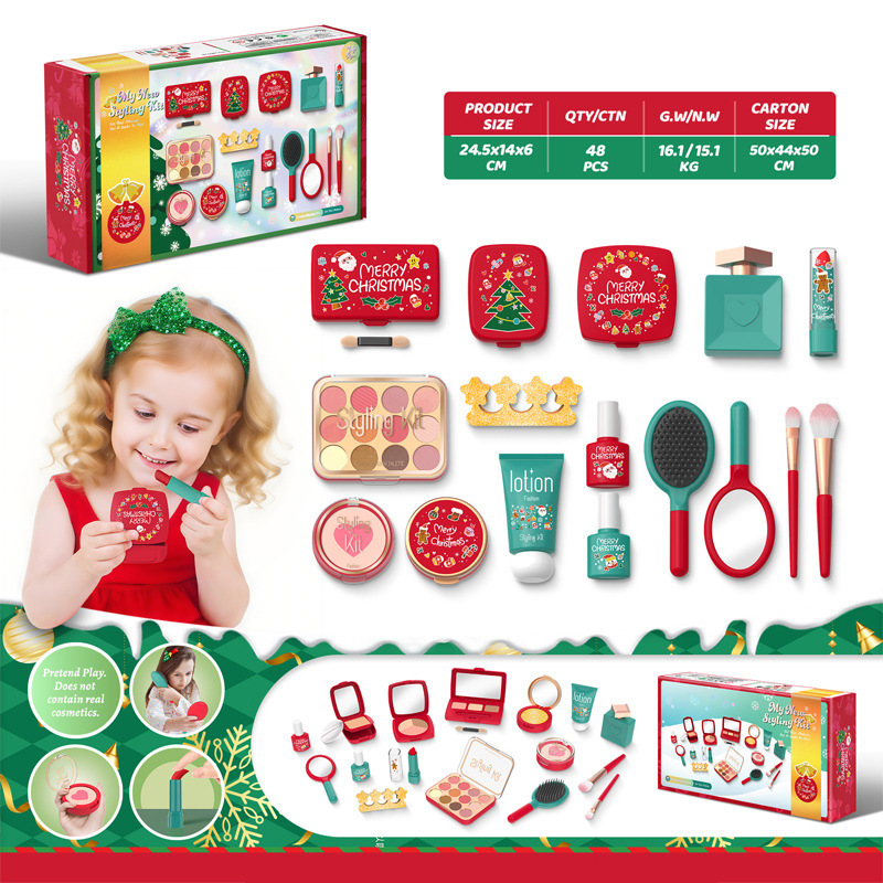 Niñas transfronterizas niños casa simulación de vestir maquillaje conjunto de maquillaje joyas de maquillaje vestido vestido juguetes de Navidad