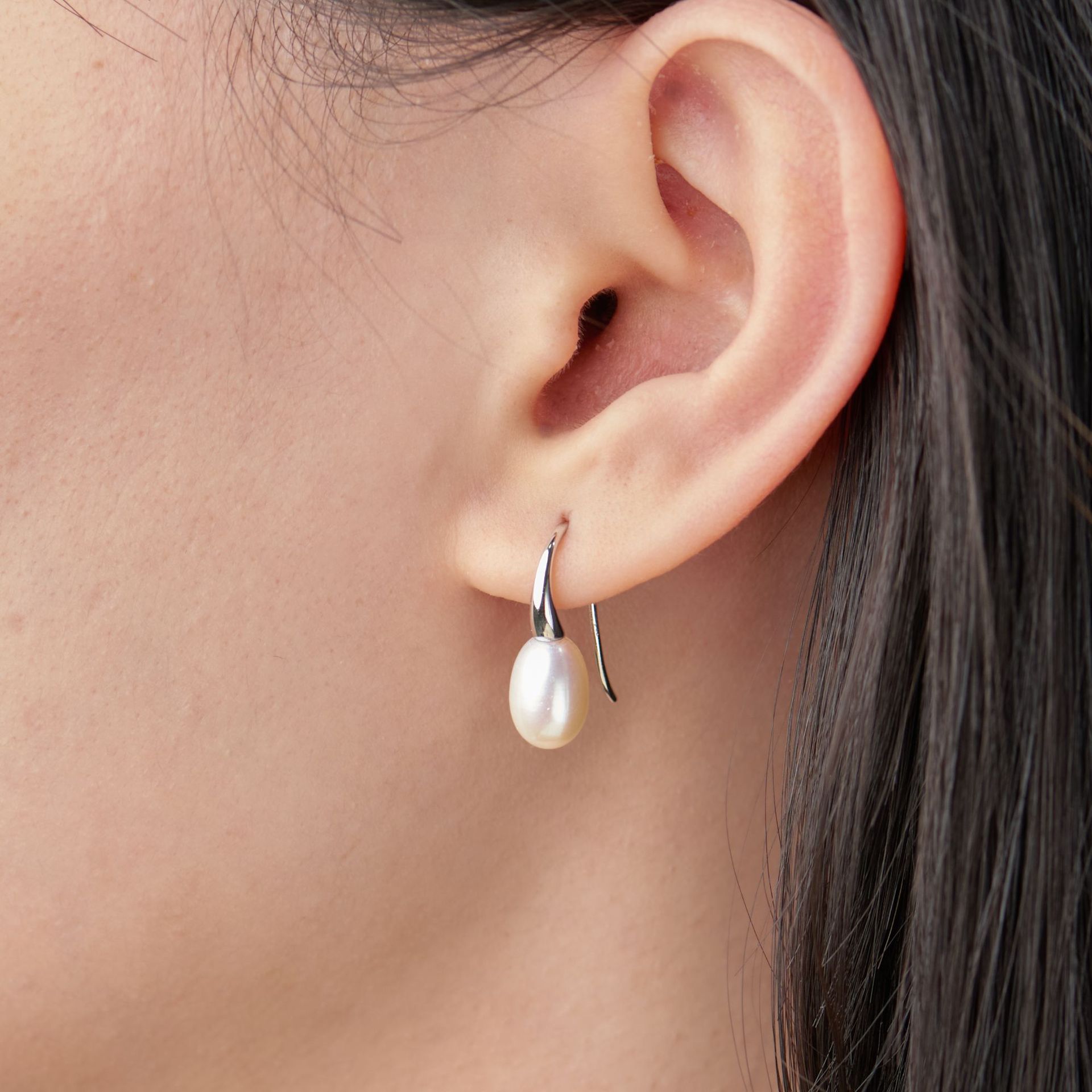 ZHUJI 진주 하이라이트 드롭 모양 천연 담수 진주 귀걸이 여성 S  바람 같은 스타일 귀걸이 불고