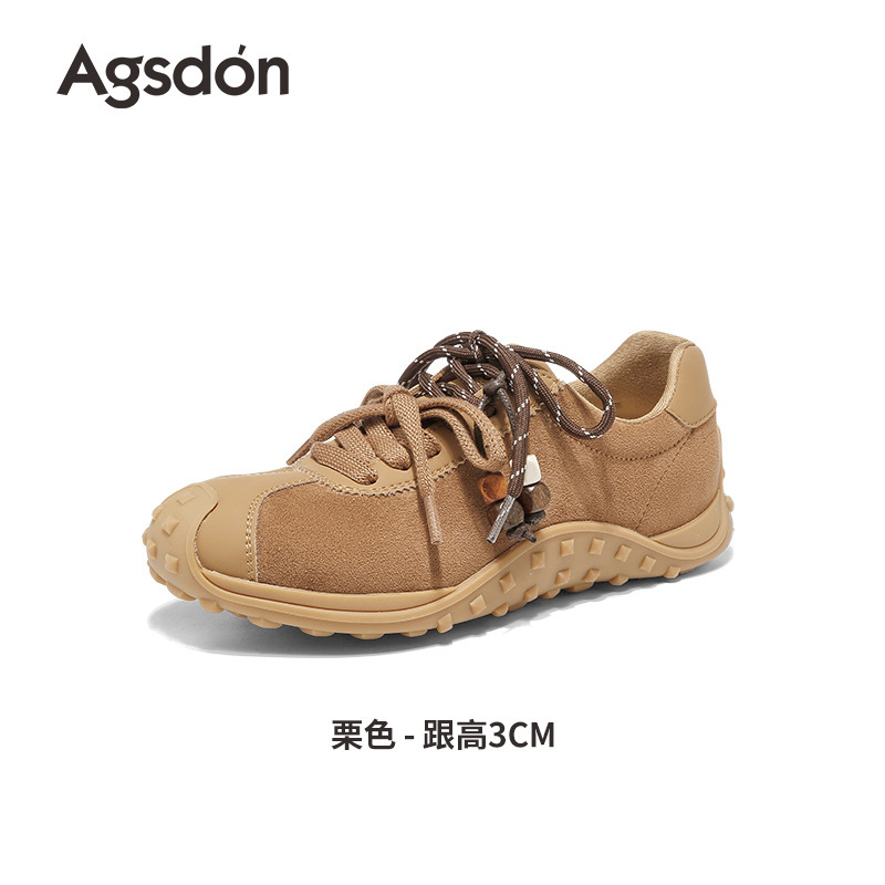 奥古狮登棕色德训鞋女2025新款秋季厚底美拉德复古芭蕾阿甘运动鞋|undefined
