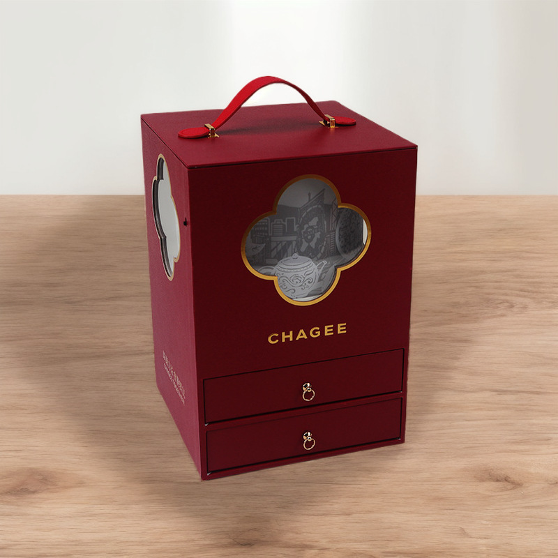 Portable Red Double-Layer Drawer Box for Bawang Cha Ji, Holiday Business Gift Packaging Box Manufacturer Portable Red Double-Layer Drawer Box for Bawang Cha Ji, Holiday Business Gift Packaging Box Manufacturer