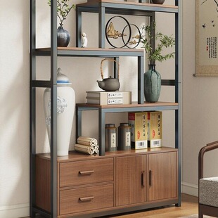 Iron Ancient Rack Modern Simple New Chinese Partition Ornament Rack Duobaoge Tea Display Cabinet Tea Room Storage Rack