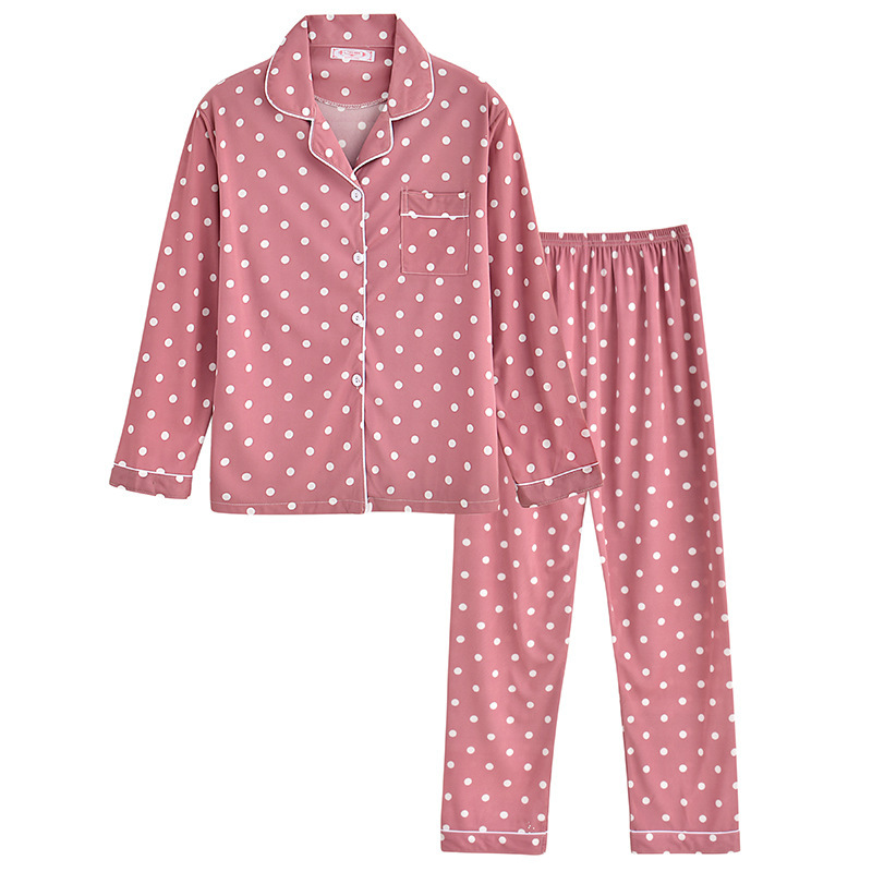 Nuevo estilo de pijama de lunares de las mujeres de estilo coreano pantalones de manga larga sueltos 2022 WeChat Generación de celebridades en línea ropa para el hogar traje de otoño e invierno