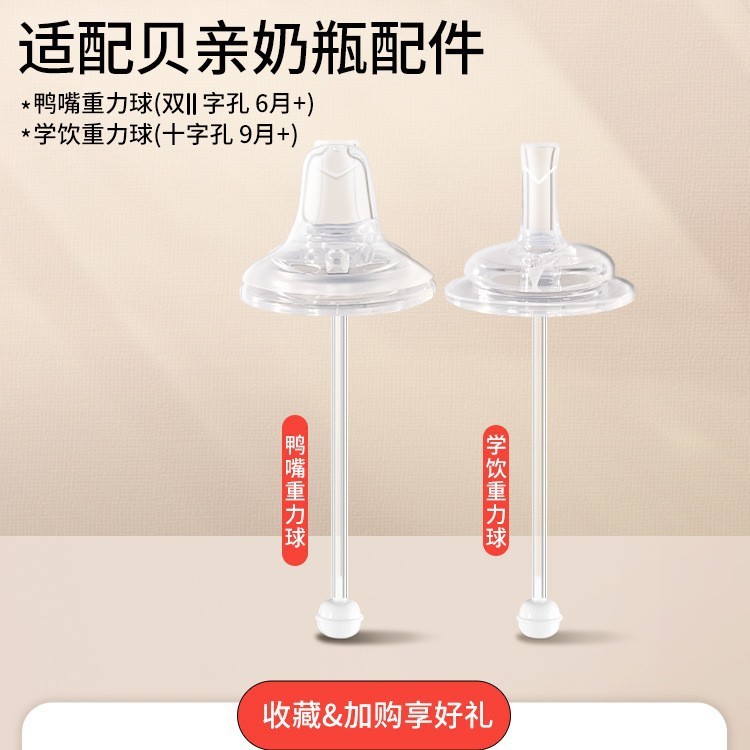 适配贝亲直饮吸管奶瓶配件鸭嘴奶嘴握把手柄离乳的重力球学饮杯盖|undefined