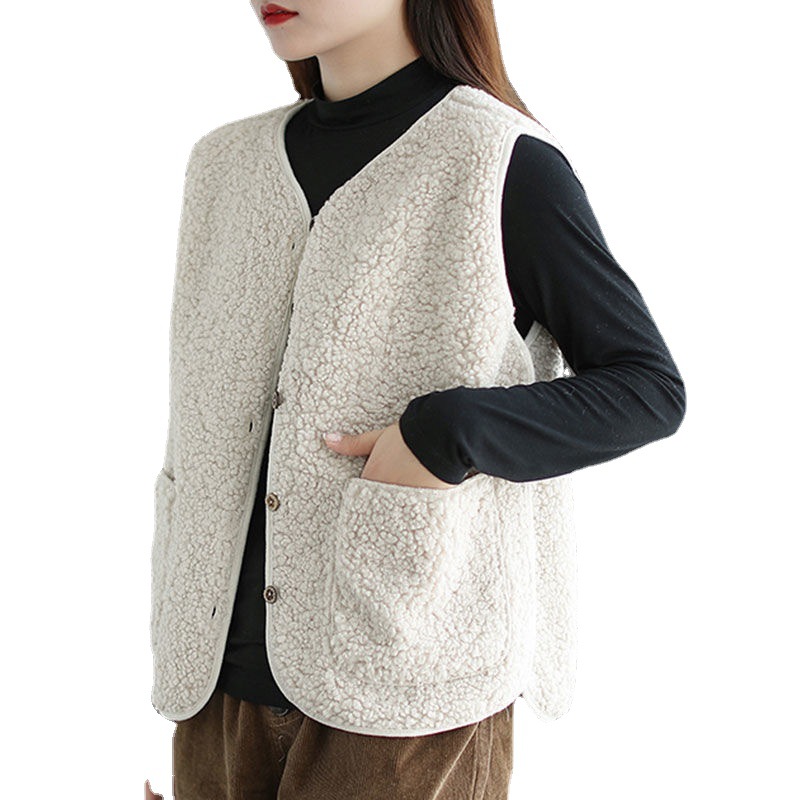 Invierno de las mujeres de la Cachemira de lana forrada engrosada chaleco interior abajo de algodón ceñido chaleco cálido forro Chanel estilo abrigo