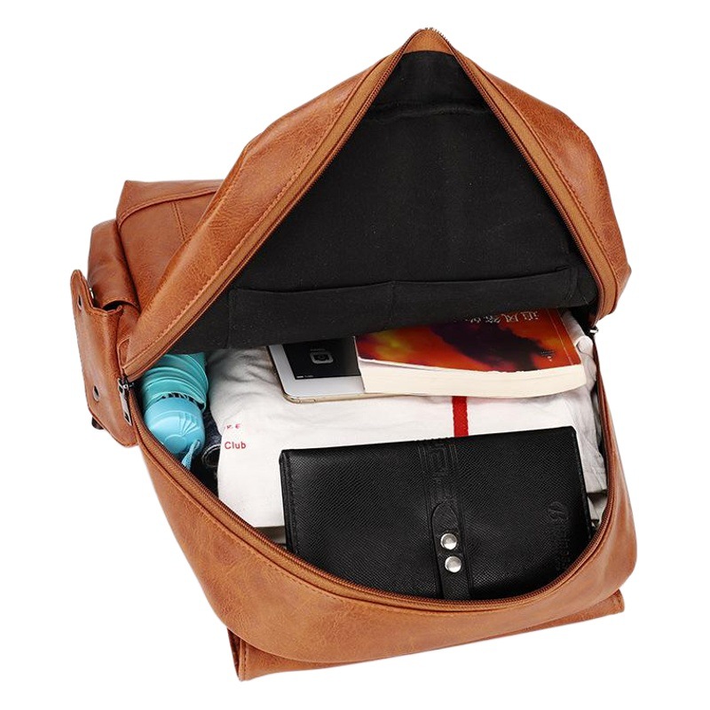 Especial transfronterizo para nuevo retro de cuero de LA PU mochila de moda de los hombres de la universidad del estudiante bolso de la computadora ocasional