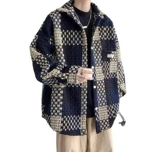 Autumn/Winter Men's Wool Blend Blazer Jacket - High-End Streetwear Brand, Thick Top, 2025 Trendy Bad Boy Style Outerwear