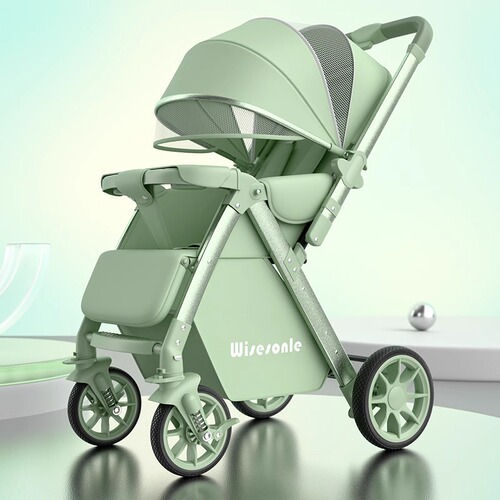 Two-way baby stroller can sit and lie down, folding lightweight stroller with high view 0-3 years old stroller