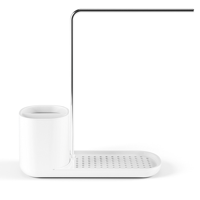 Caja de jabón de prensa manual, estante de drenaje de cocina, detergente de acero inoxidable, caja de jabón de escritorio