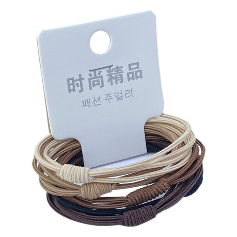 Estilo coreano de té de leche etiqueta de color accesorios para el cabello pequeño nudo de abeja 5 tarjetas cabeza cuerda alta elástica cuatro en una banda de goma 2 yuanes tienda