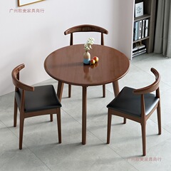 实木小圆桌餐桌简约休闲阳台洽谈桌商用咖啡店餐厅奶茶店桌椅组合