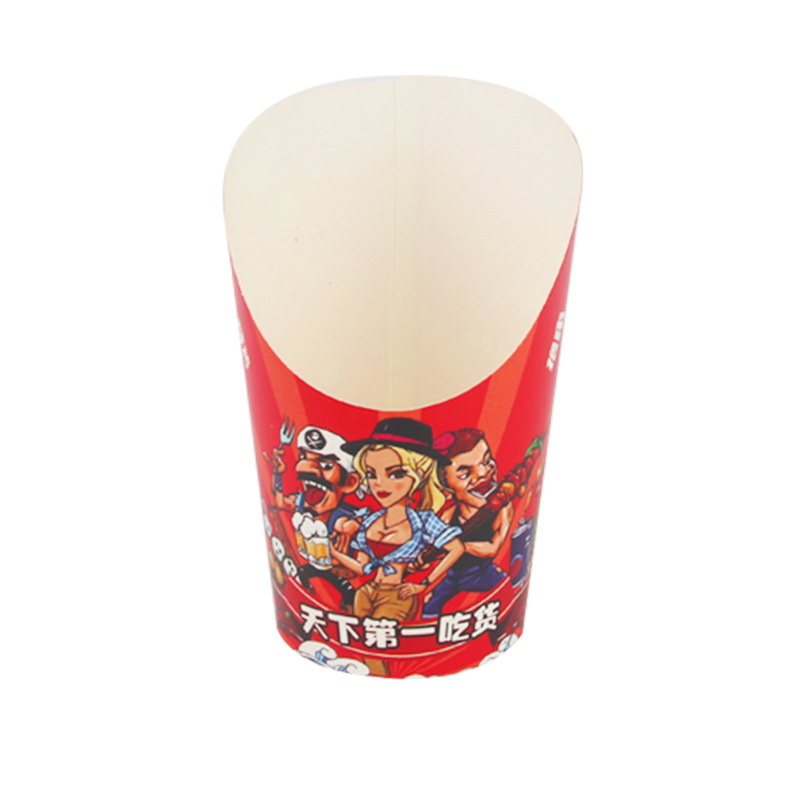 Taza de papel fritas desechables Taza taza de huevo boca oblicua taza de papel para imprimir 14oz helado taza de papel taza de cuerda