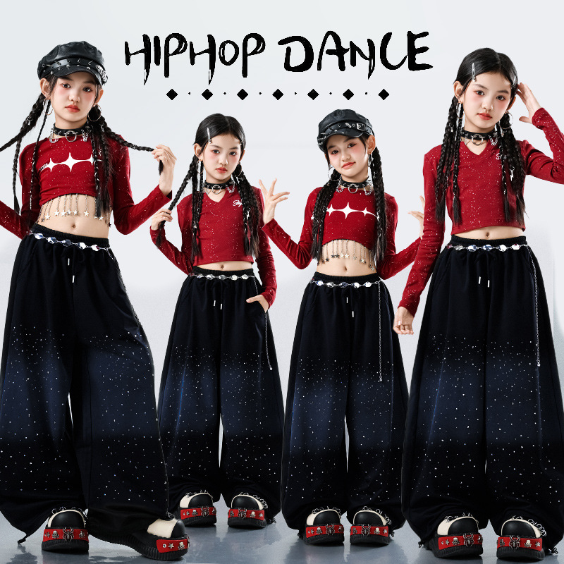 Children's Jazz Dance Trendy Outfit Girls Sequin Performance Costume Girl Group Children's Street Dance Set Girl Runway Show Performance