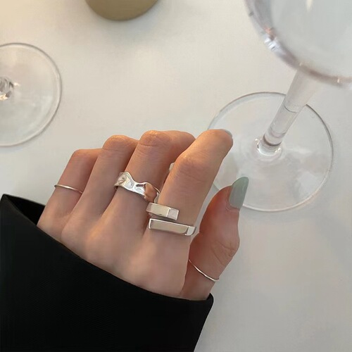 Ring opening retro niche design high-end non-fading ins plain ring simple set ring wholesale for women