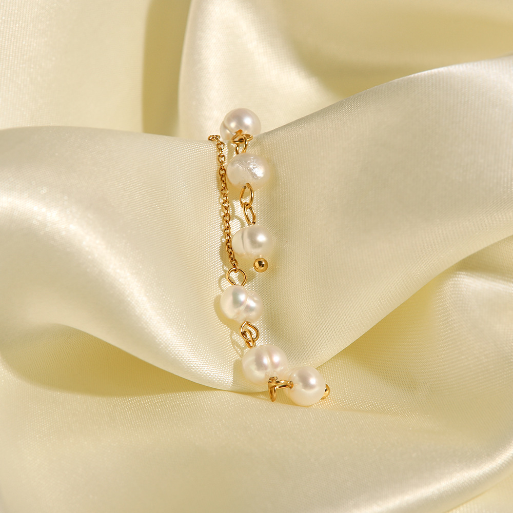 Fashion Geometric Stainless Steel Plating Artificial Pearls Ear line 1 Pair