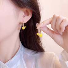 韩系新款镶钻滴油葫芦吊坠C形耳钉轻奢高级感耳环小众百搭耳饰女