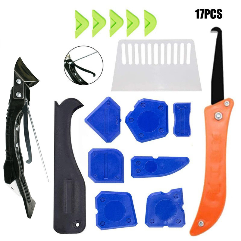 17件套5合1勾刀刮刀填缝铲刀填缝剂套件密封剂刮铲清洁工具刮铲