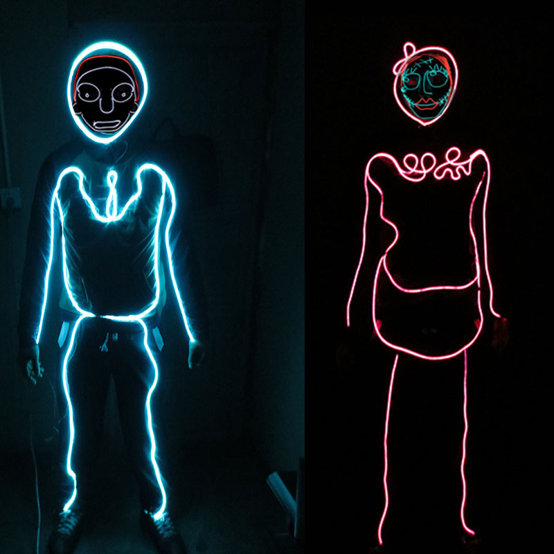 escenario led ropa luminosa IT joven hombre fluorescente rendimiento ropa de luz nocturna espectáculo de la escuela de espectáculo de luces accesorios