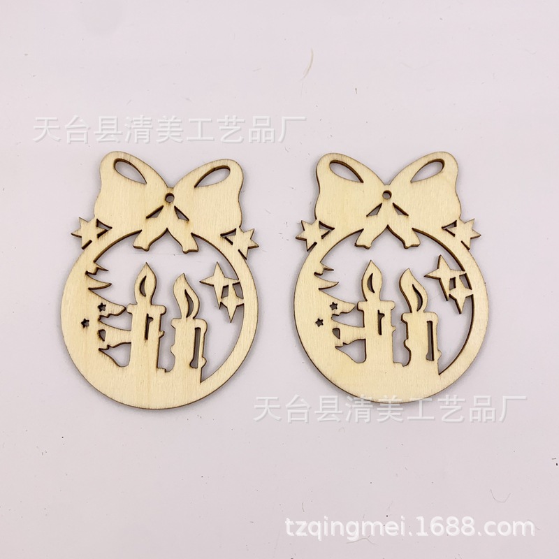 Tronco hueco campana de Navidad vela hoja de madera decoración vela de Navidad colgante 10 paquete con cuerda de cáñamo