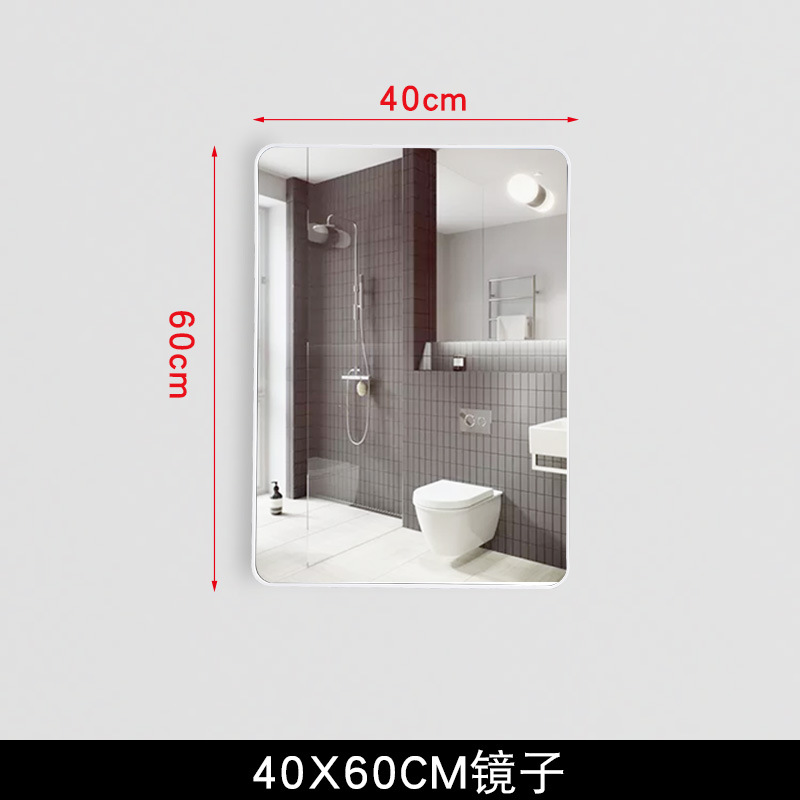 Espejo de baño con espejo de tocador cuadrado nórdico con estante de almacenamiento tocador gabinete de baño lente sin perforar montado en la pared