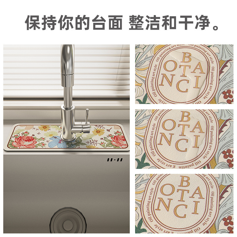 Grifo tabla absorbente estera de corte cocina baño estera de drenaje estera de barro de diatomeas estrecho estera