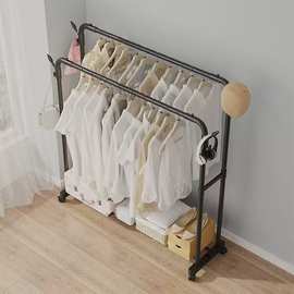 跨境外贸简易款晾衣架多功能家用落地晾衣架晾衣杆组装款置物架挂