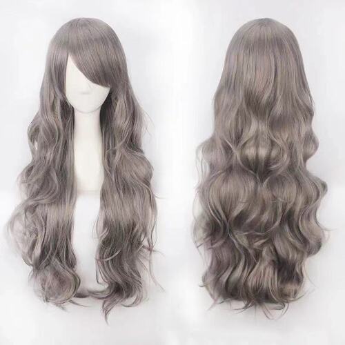 AliExpress Europe and America Cos Colorful Anime Wigs Long Curly Hair 80cm Button Net High Temperature Silk Universal Whole Wig 