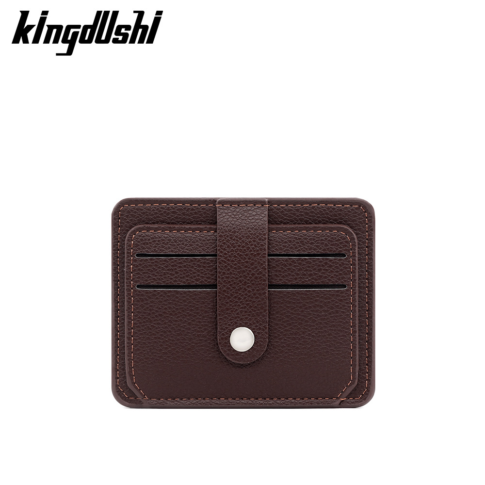 Nuevo paquete de tarjetas simple y suave litchi pattern PU delgado paquete de tarjetas de tres plegadas portátil tarjeta de crédito bancaria cubierta de promoción