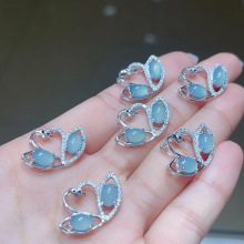 迈思卡S925纯银镶嵌蓝玉髓项项链女小众高级轻奢设计小天鹅锁骨链