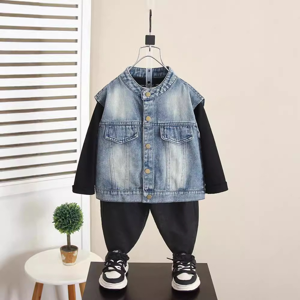 6263 Chaleco de mezclilla de otoño para niños 2025 Nuevo estilo de primavera y otoño para niños Chaleco coreano para niños