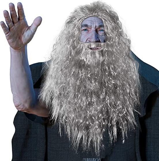 Lord of the Rings Hobbit Gandalf Wigs Beard Set Wizard Wigs Beard Santa Claus Wigs