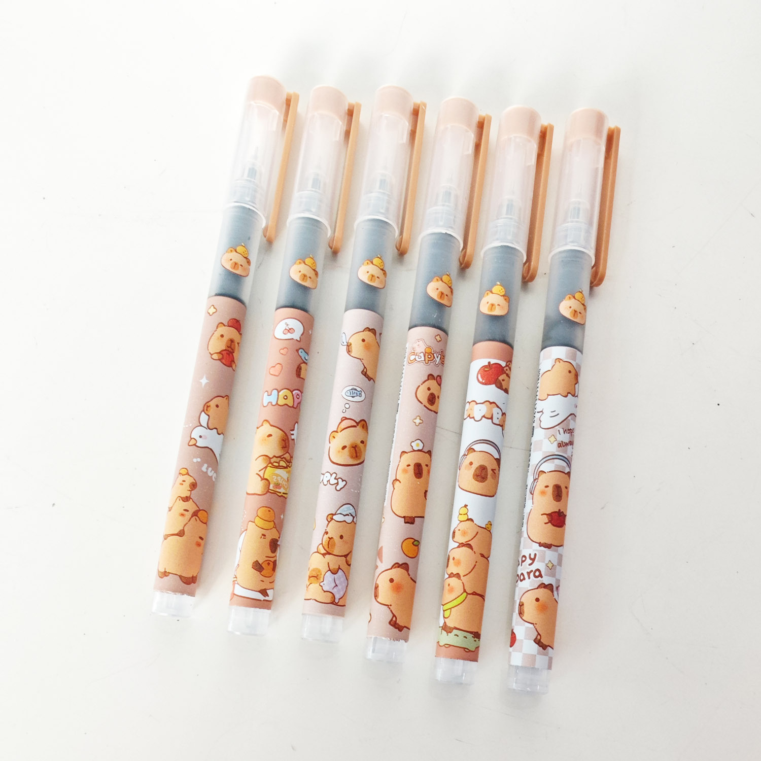 Bolígrafo con lazo recto Kapibala de alto valor y lindo, premio de papelería para estudiantes, bolígrafo de góner negro de secado rápido, bolígrafo de agua