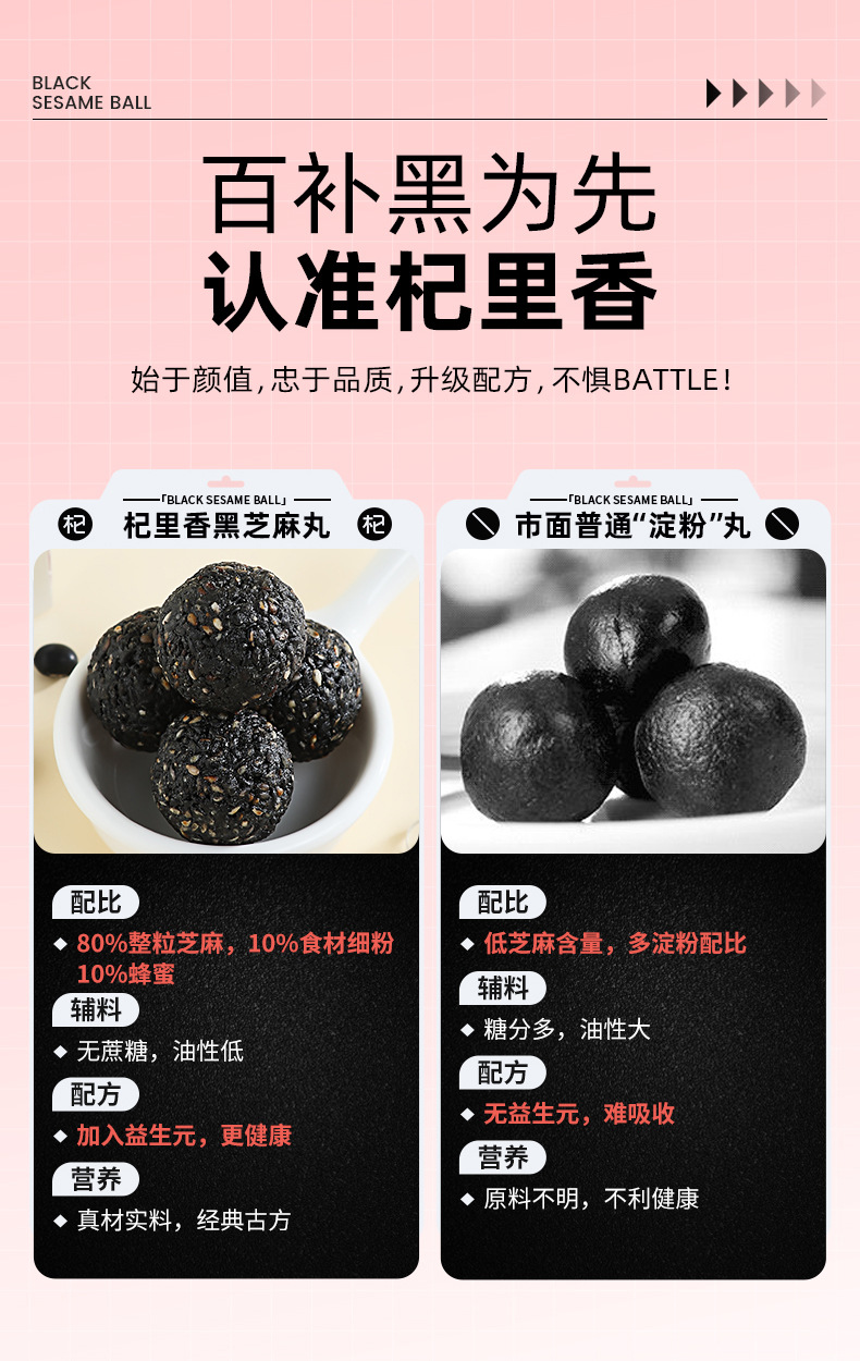 Black Sesame Balls Ready to Eat Nine Steam Nine Sun Dried 450g Bag key features