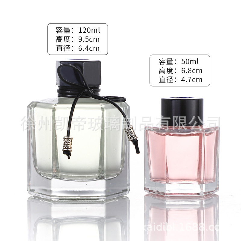 Botella vacía de vidrio de aromaterapia hexagonal botella vacía de flores secas sin fuego botella vacía botella volátil de ratán botella de vidrio de aromaterapia de cristal blanco botella vacía