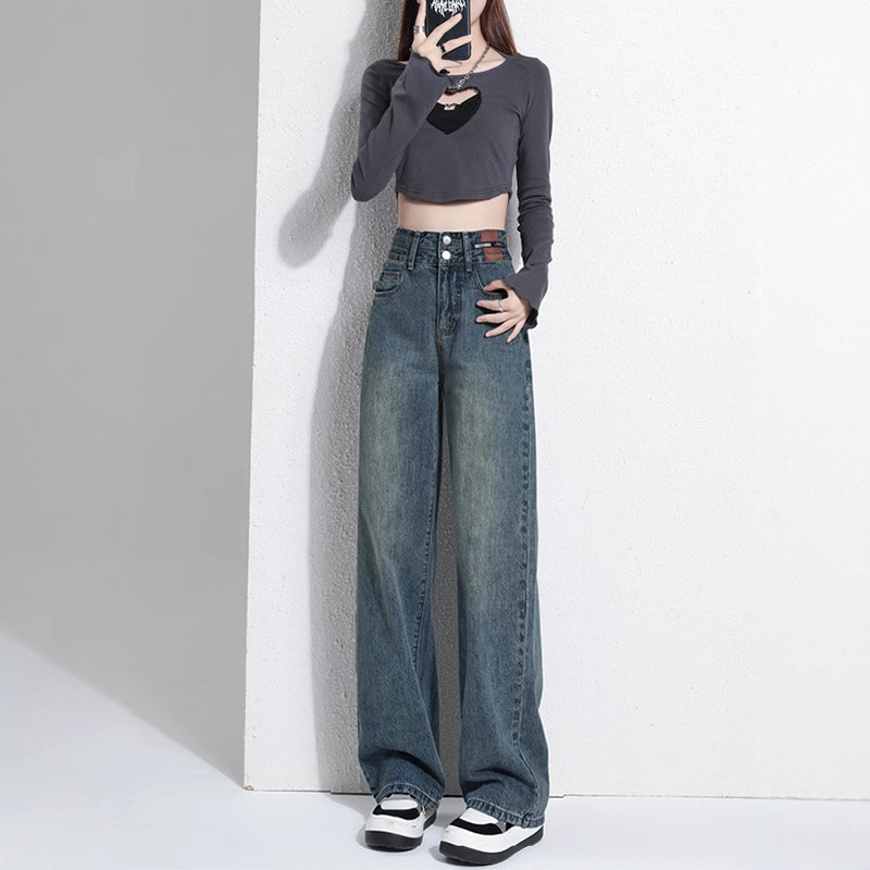 2025 New Popular Spring and Autumn Straight Wide-Leg Jeans for Women, Petite High-Waisted Slim Narrow Loose Pants 2025 New Popular Spring and Autumn Straight Wide-Leg Jeans for Women, Petite High-Waisted Slim Narrow Loose Pants