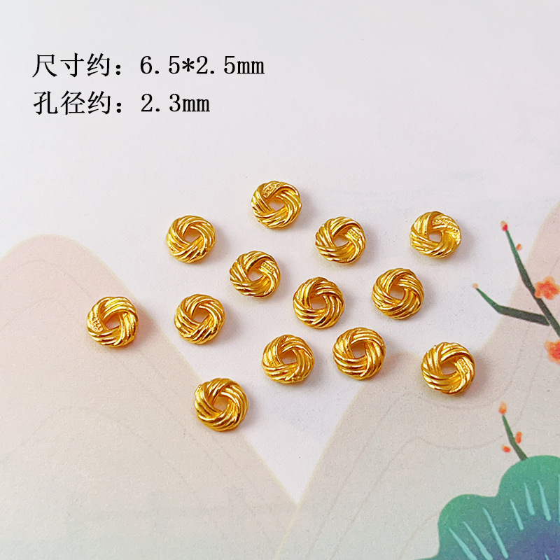 Ancient S925 Silver Gold-Plated Spacer Bead Bracelet Necklace Handmade DIY Beaded Jewelry Accessories Wenwan Accessories