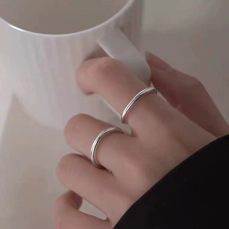 Ring, fashionable small design silver bracelet, silver 999 sample, light luxury style, high-quality style, on index finger