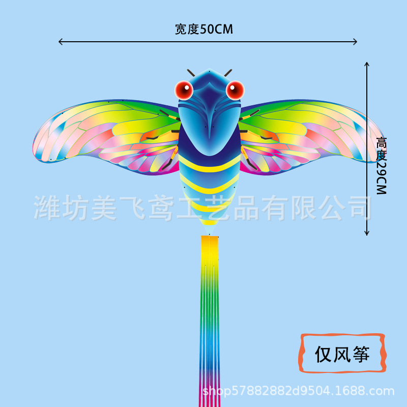 釣り竿凧卸売り動態凧50cm尾付きそよ風が飛びやすい羽が揺れて子供が凧を持っている|undefined