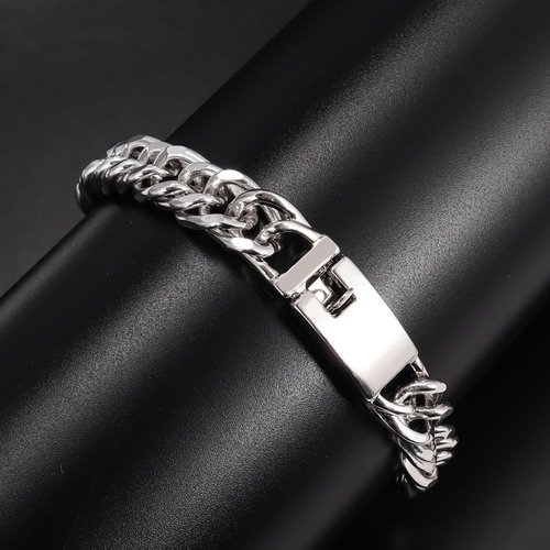 European and American-style fashion gold-plated 10mm bracelet, personalized and bold—men's electroplated alloy double-buckle trendy and sophisticated bracelet.
