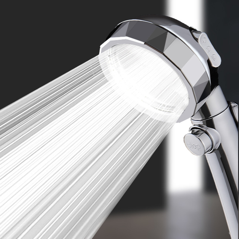 手提淋浴花洒喷头ABS三档调节一键止水自动上水浴室增压节水莲蓬