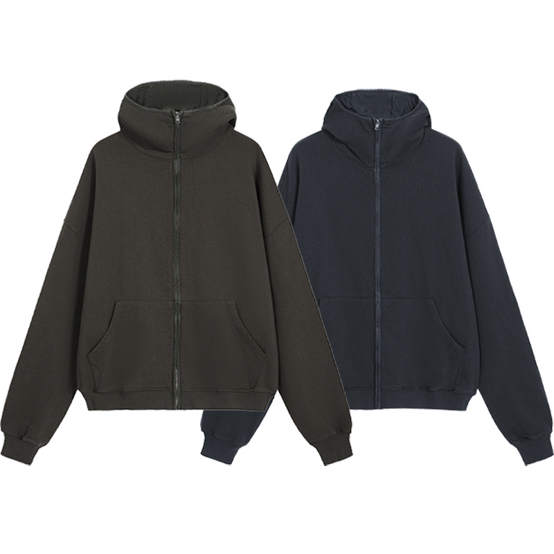 Otoño e Invierno nuevo archivo lejano ninja cubierta versátil color sólido de los hombres suéter con capucha cremallera abrigo