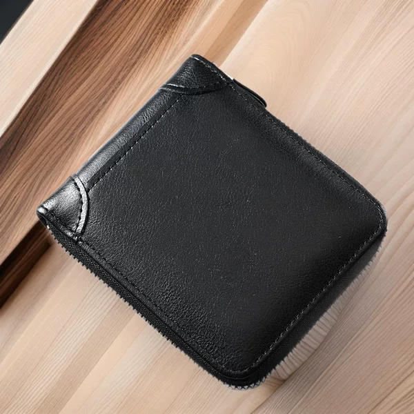 Manufacturer Wholesale Men's Driver's License Card Holder European and American Fashion Cross-Border Multifunctional Zipper Coin and Document Wallet Multi-Pocket Wallet