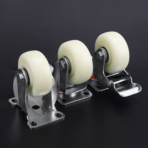 White nylon wheel universal wheel with brake swivel directional caster 3/4/5 inch plastic industrial trolley wheel manufacturer